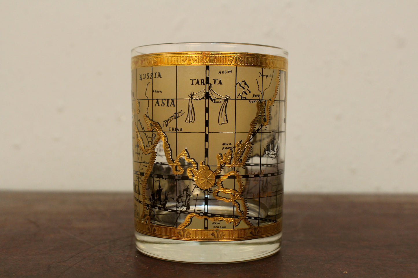 Set of 4 Cera "Old World Map" Rocks Glasses