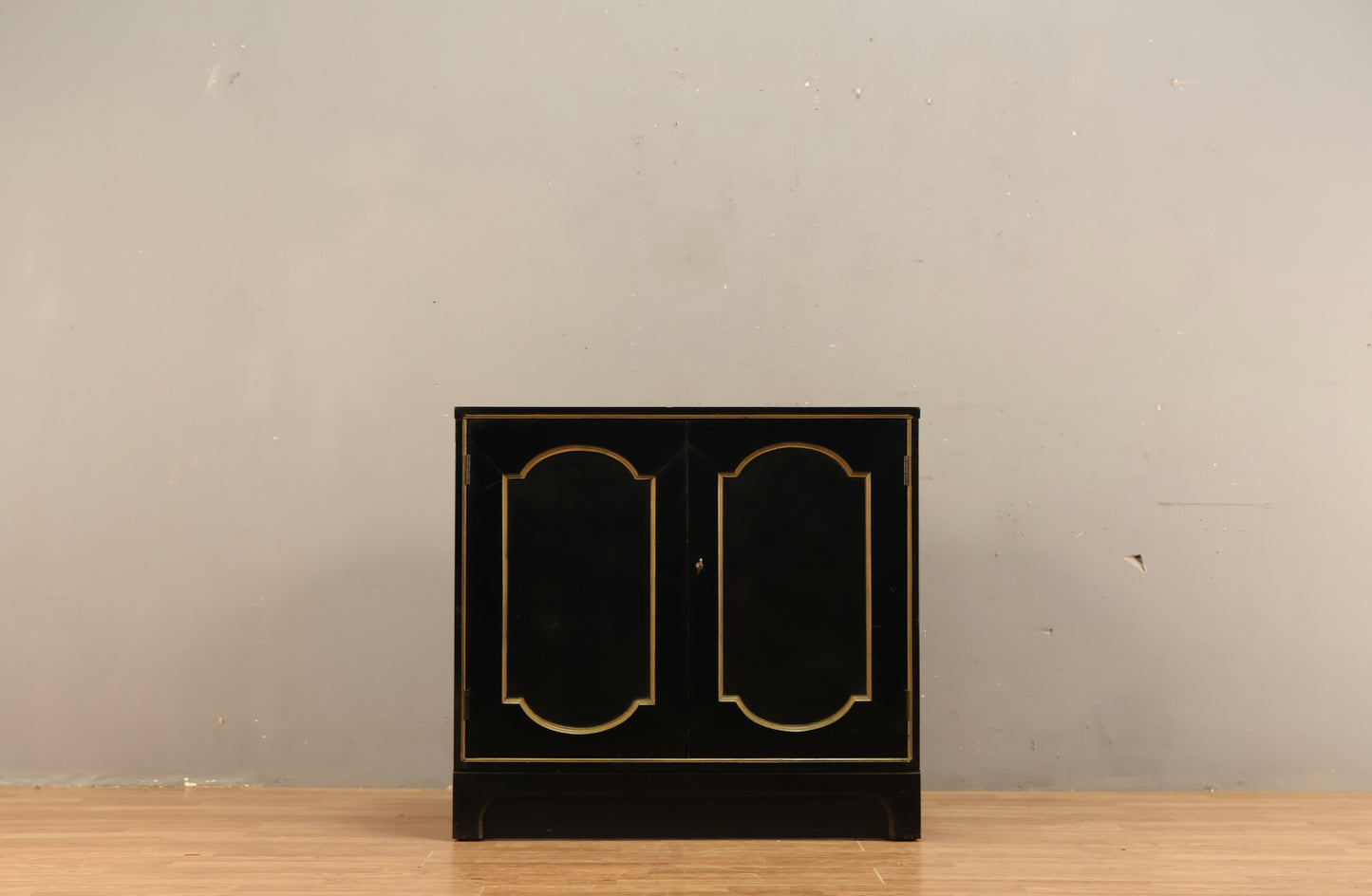 Hollywood Regency Black 2-Door Cabinet