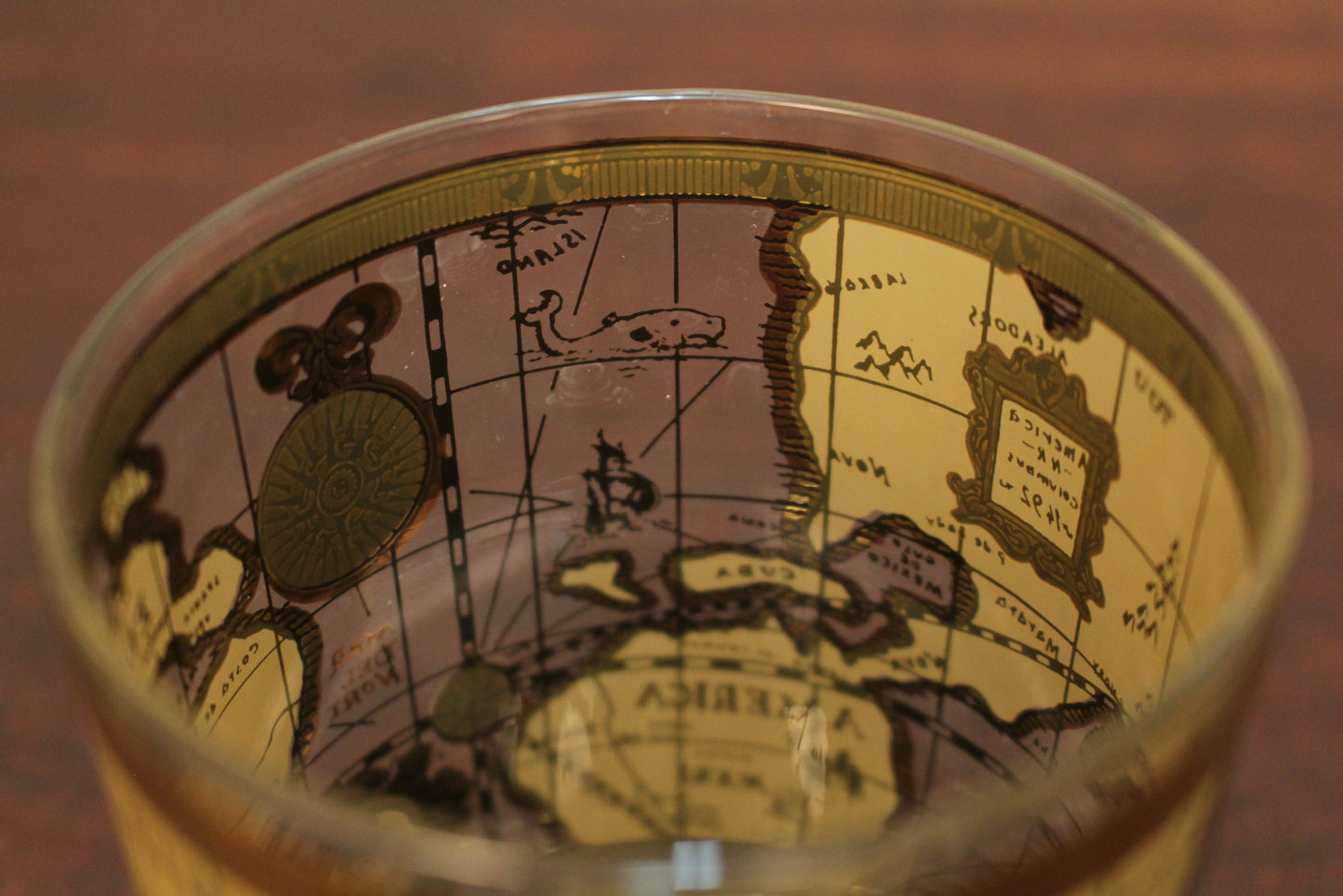 Set of 4 Cera "Old World Map" Rocks Glasses