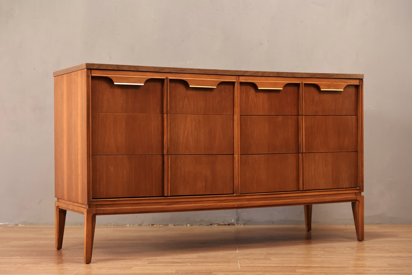 Basic-Witz Walnut & Laminate 6-Drawer Dresser