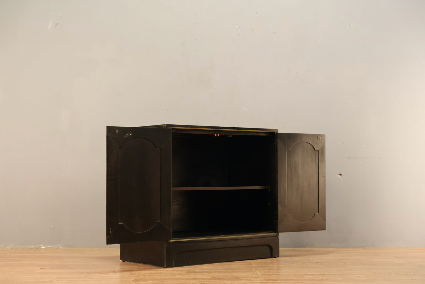 Hollywood Regency Black 2-Door Cabinet