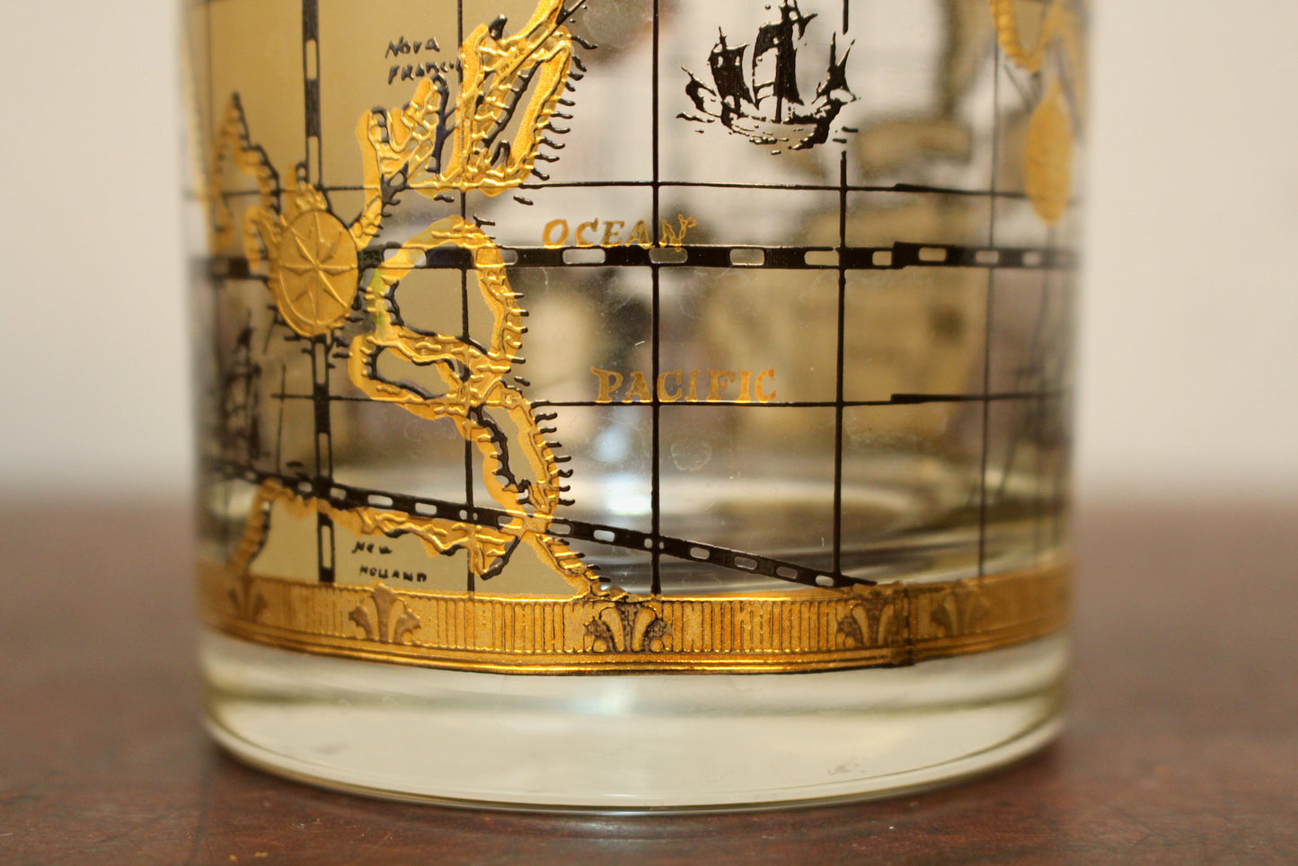 Set of 4 Cera "Old World Map" Rocks Glasses