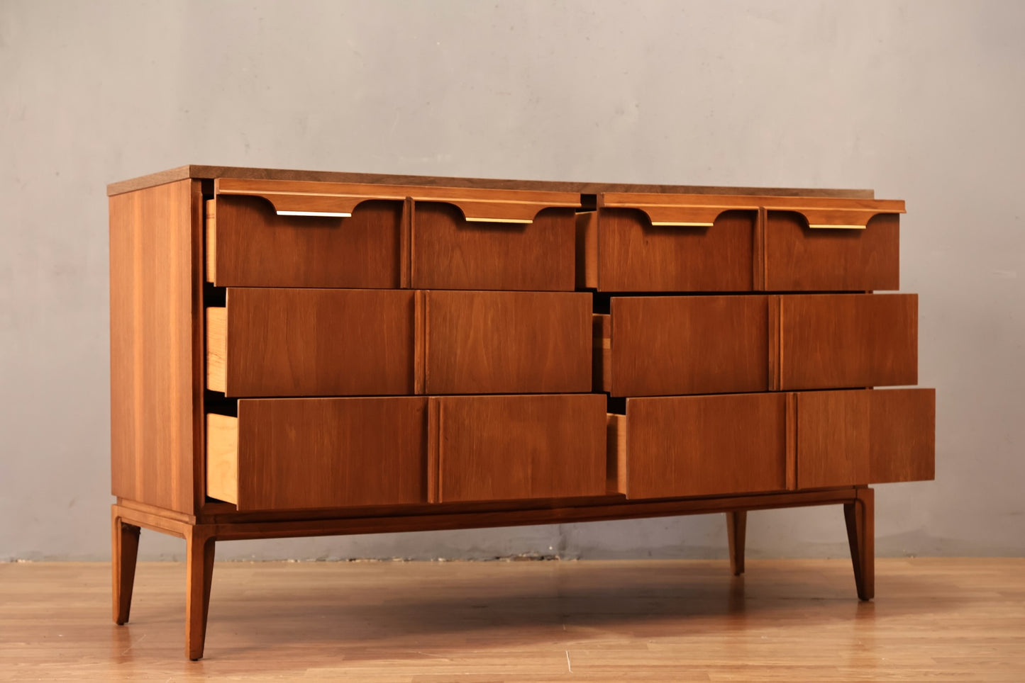 Basic-Witz Walnut & Laminate 6-Drawer Dresser