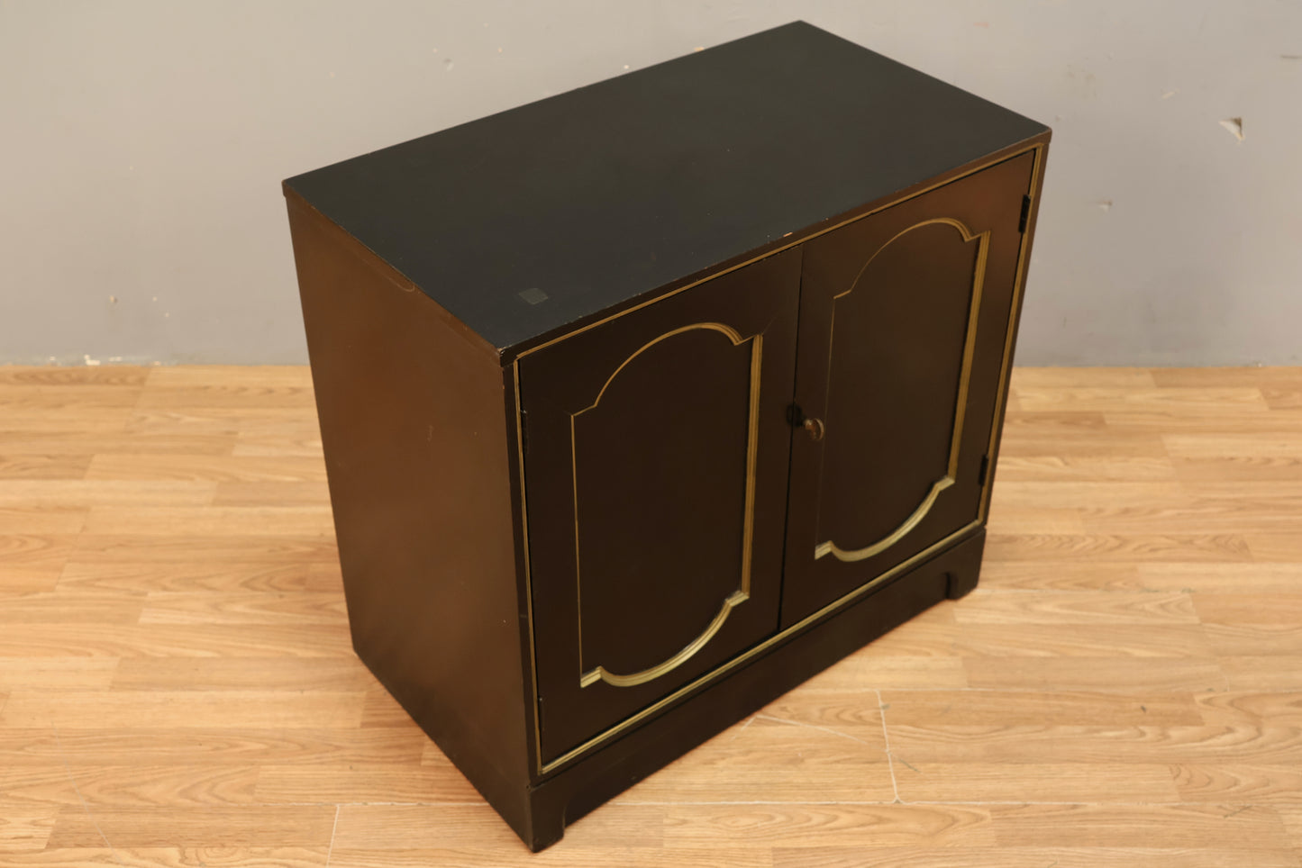 Hollywood Regency Black 2-Door Cabinet