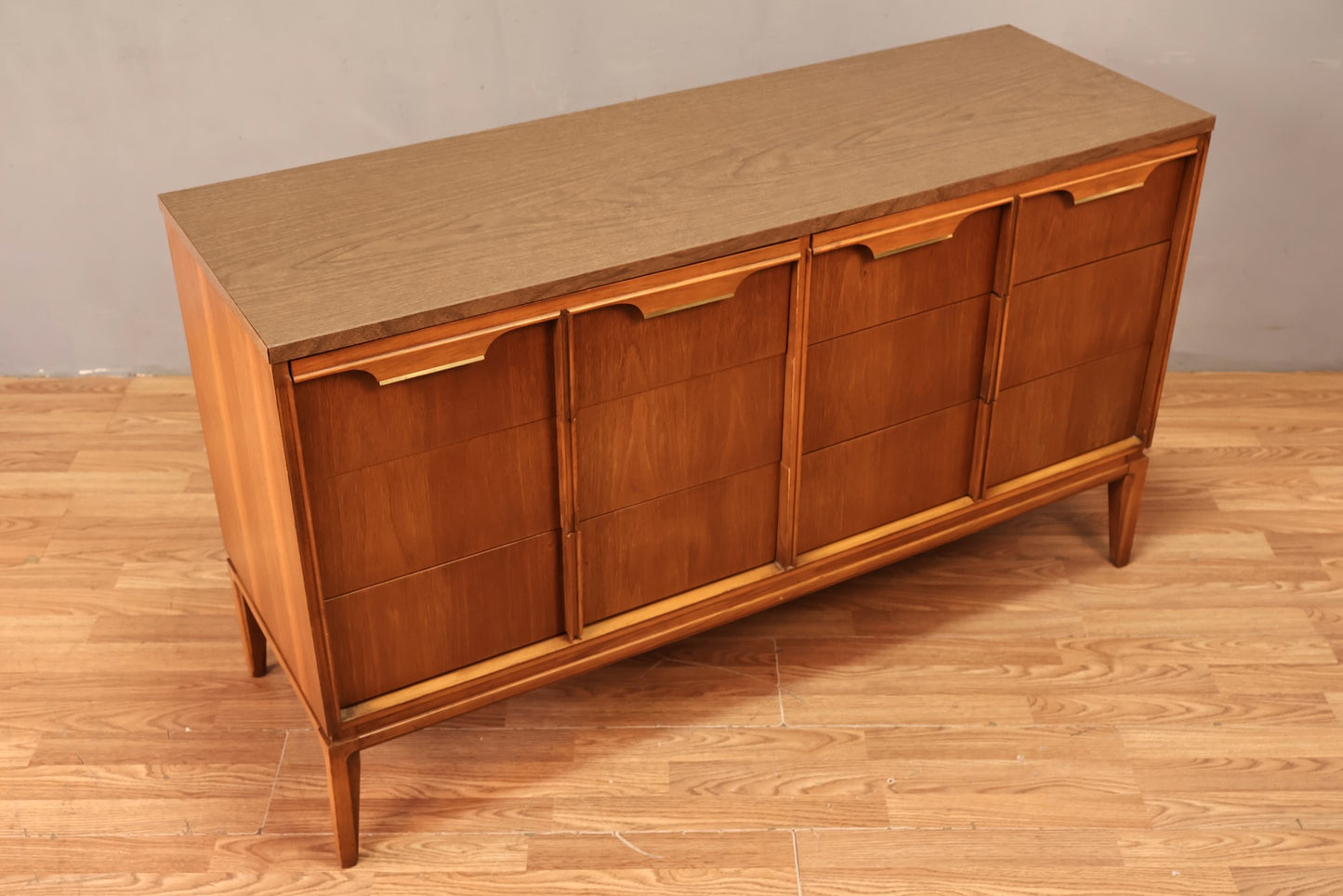 Basic-Witz Walnut & Laminate 6-Drawer Dresser