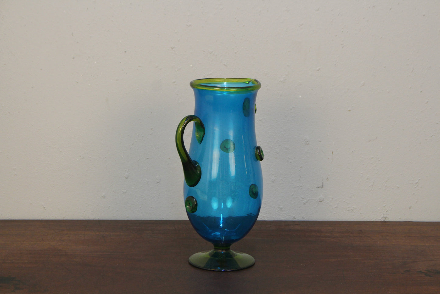 Blue & Green Art Glass Pitcher