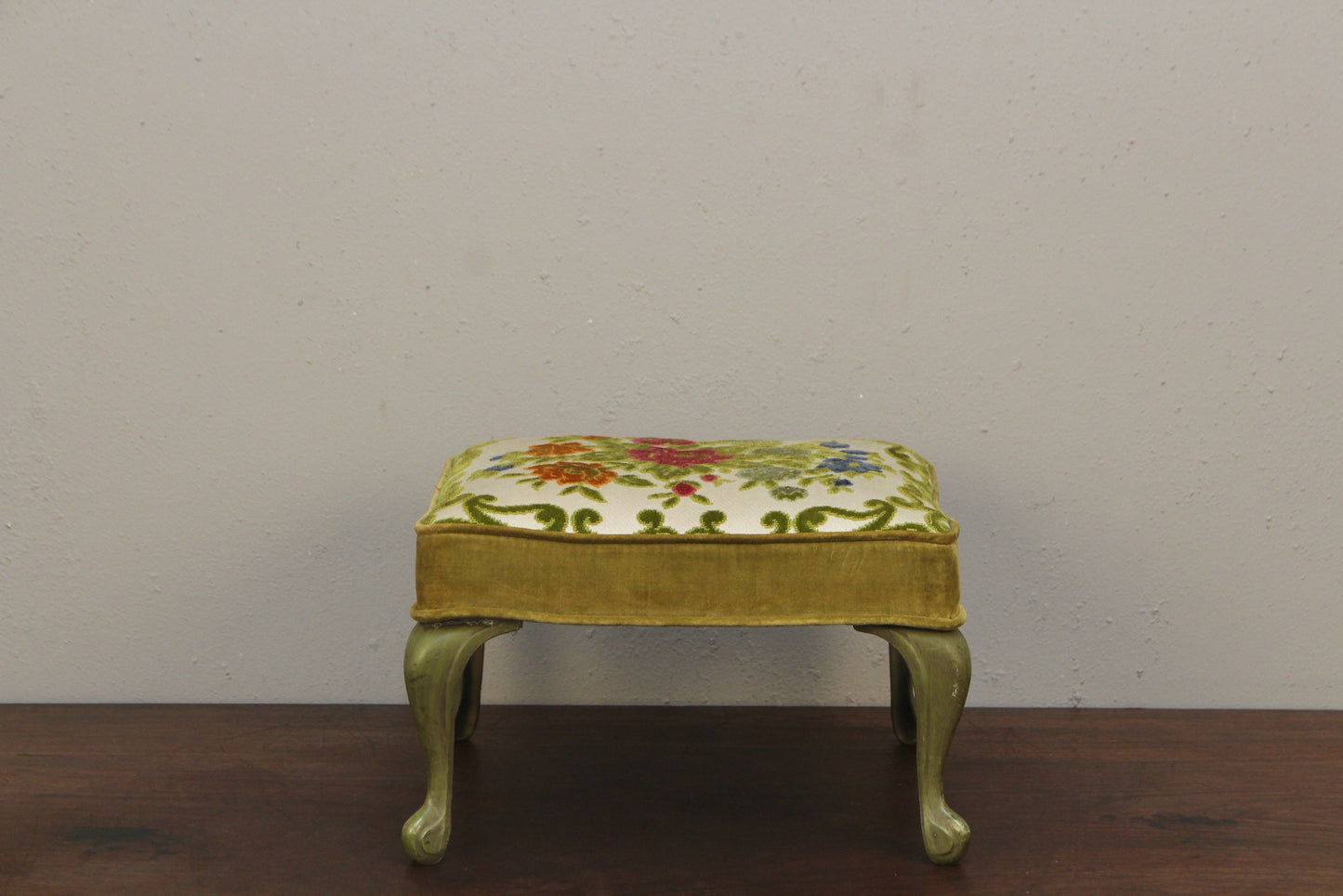 Floral Needlepoint Footstool