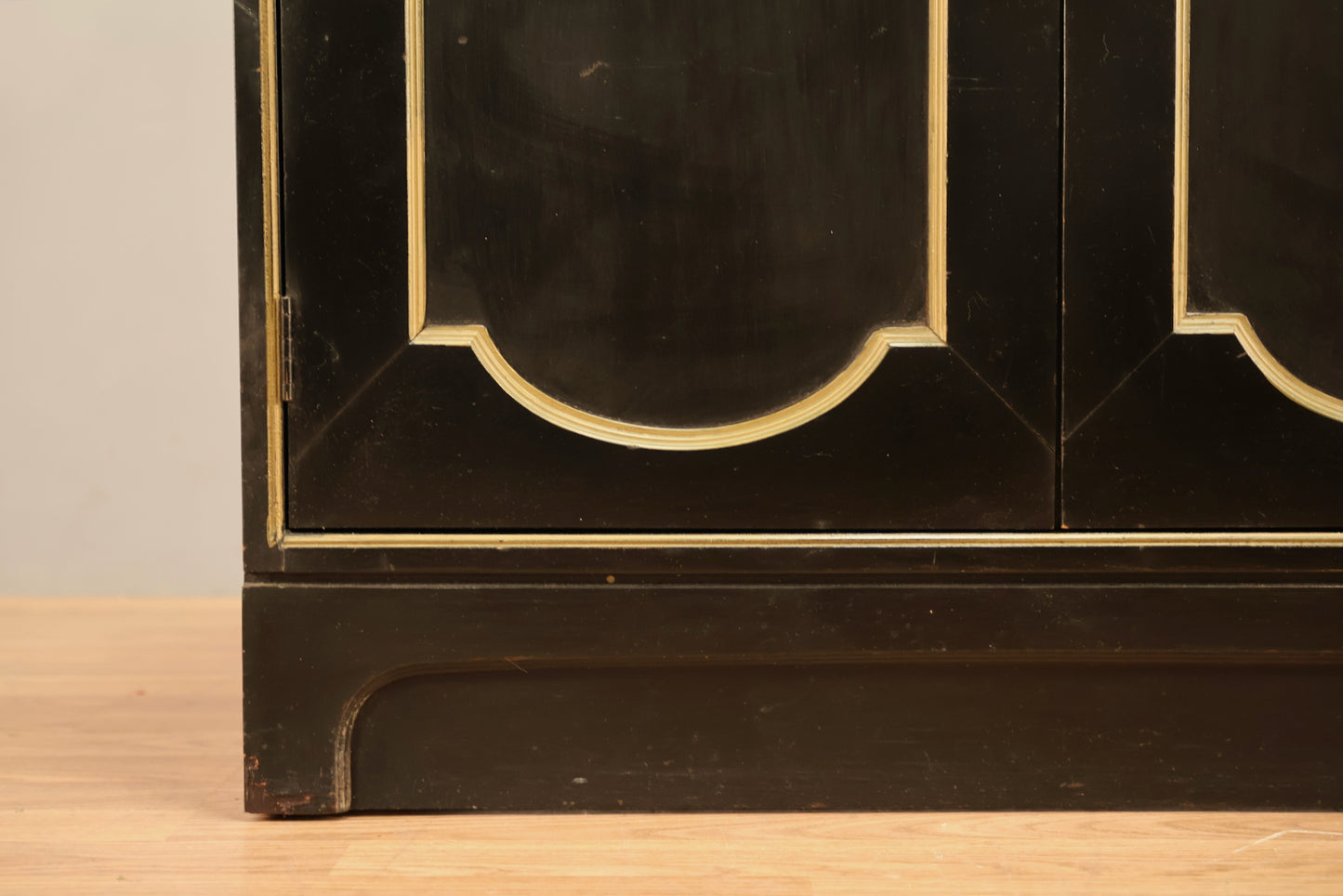 Hollywood Regency Black 2-Door Cabinet