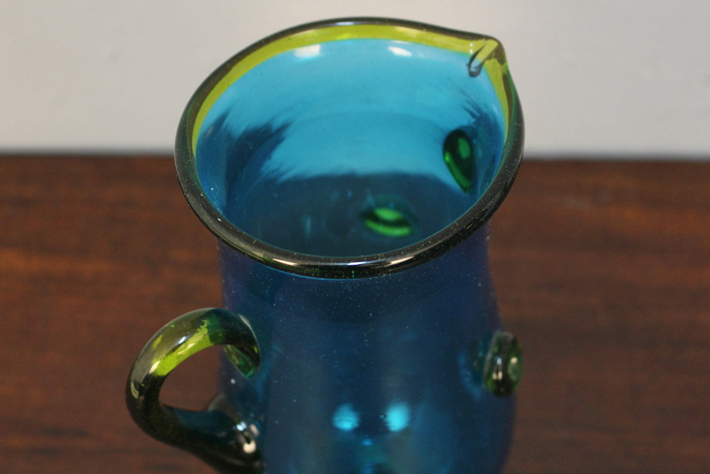 Blue & Green Art Glass Pitcher
