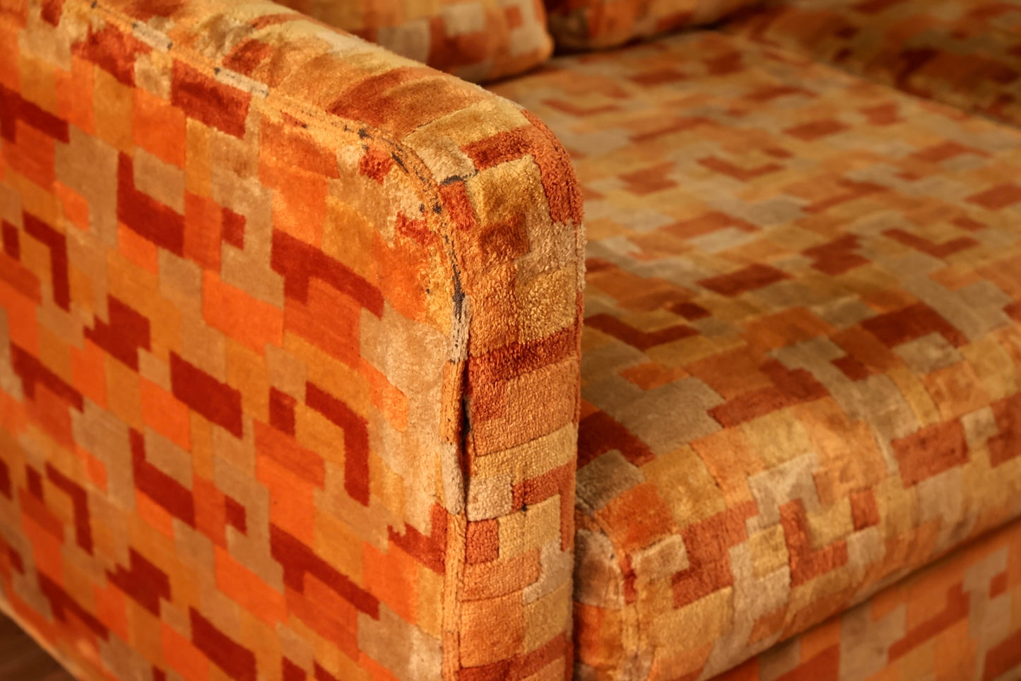 Large Selig Orange Tetris Sofa - ONLINE ONLY
