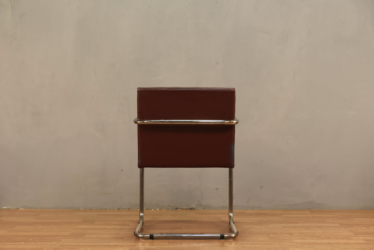 Knoll Chrome & Maroon Vinyl Armchair