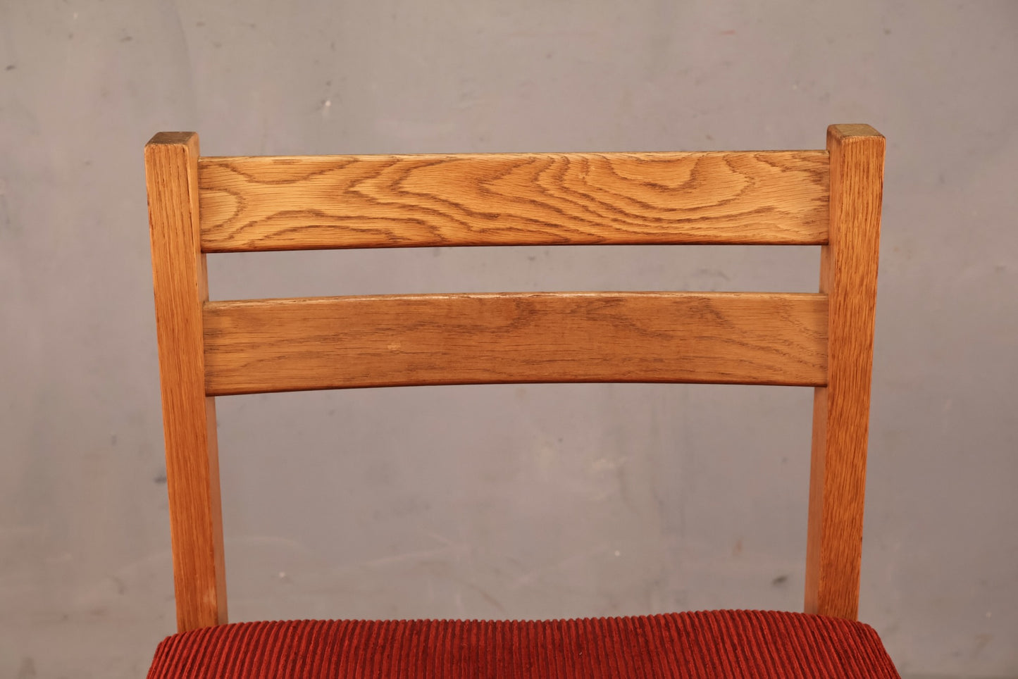 Danish Oak & Crimson Corduroy Side Chair