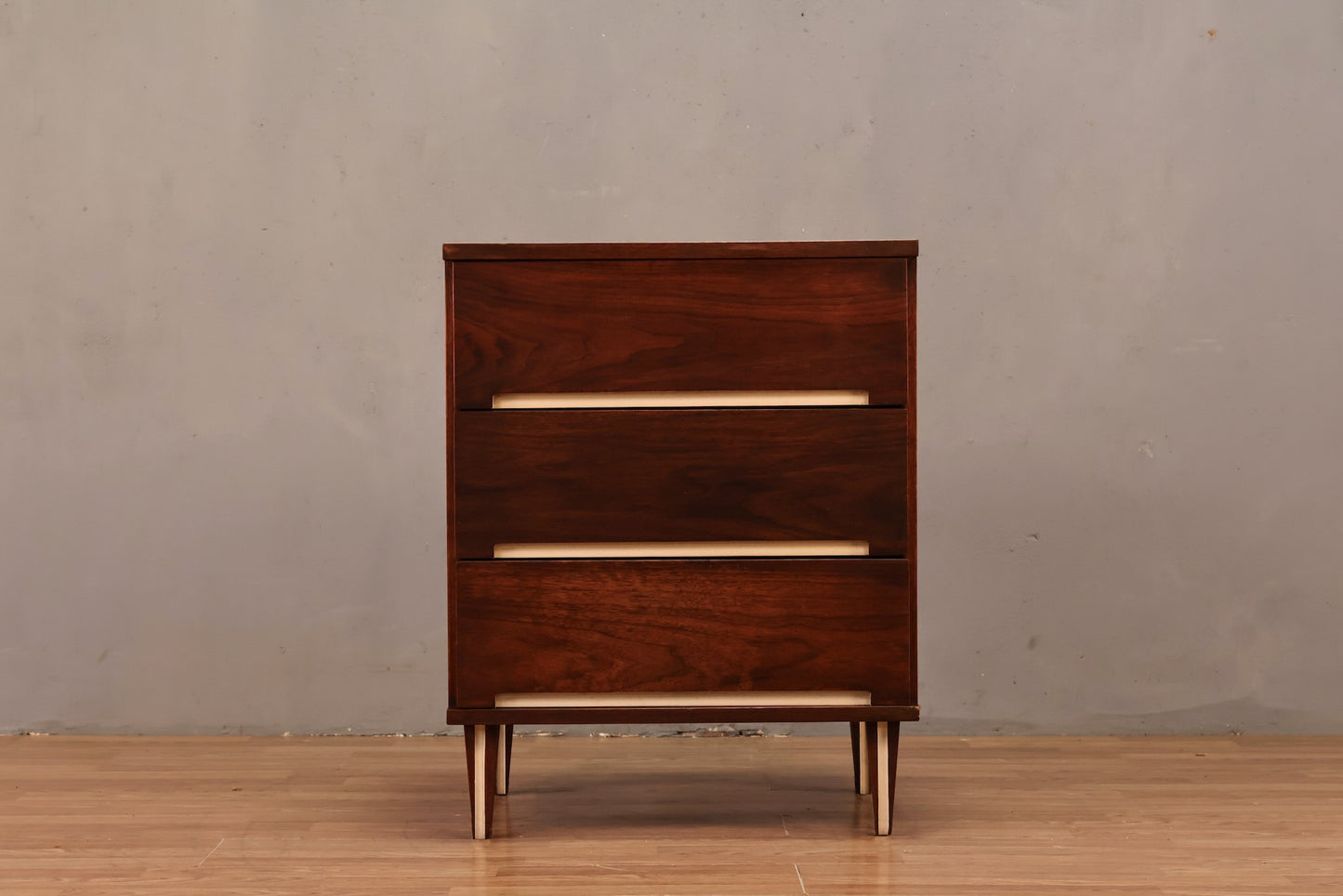 Slim Walnut & White 3-Drawer Commode