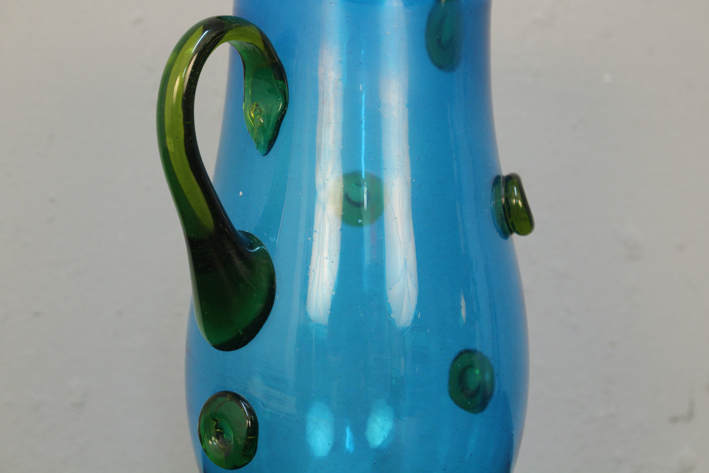 Blue & Green Art Glass Pitcher