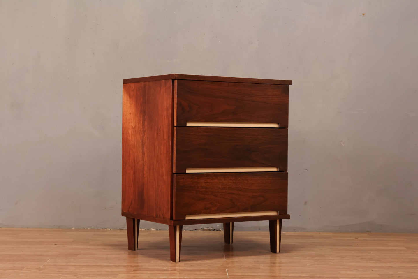 Slim Walnut & White 3-Drawer Commode
