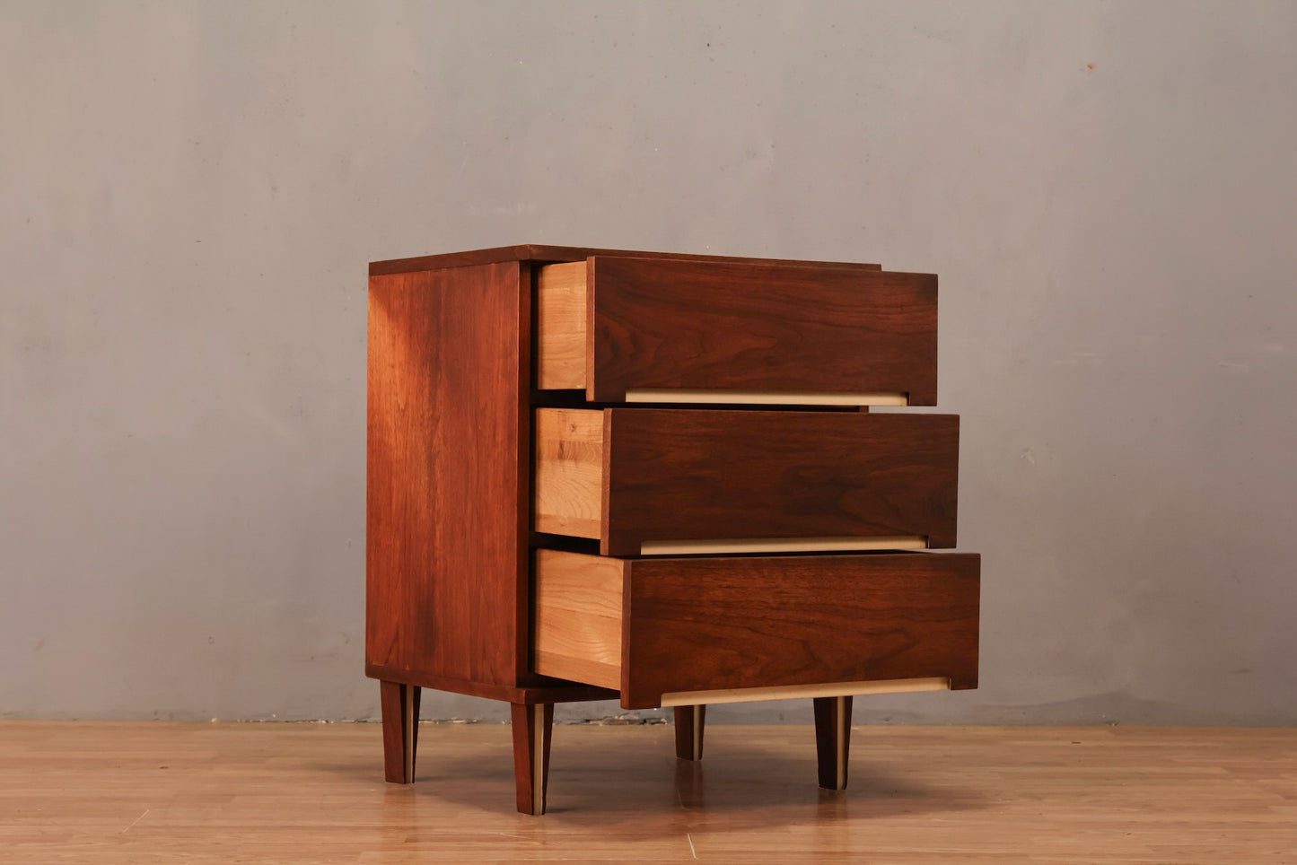 Slim Walnut & White 3-Drawer Commode