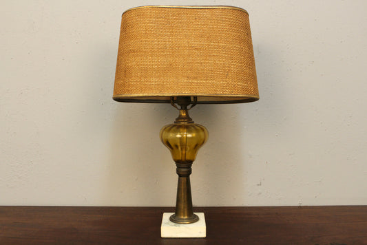Amber Glass & Marble Table Lamp