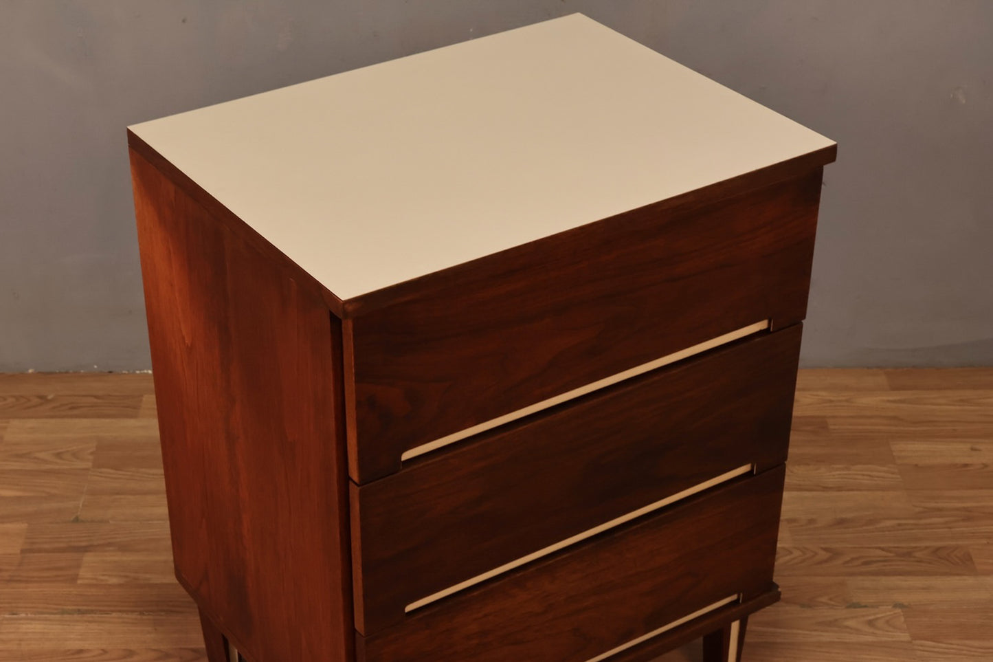 Slim Walnut & White 3-Drawer Commode