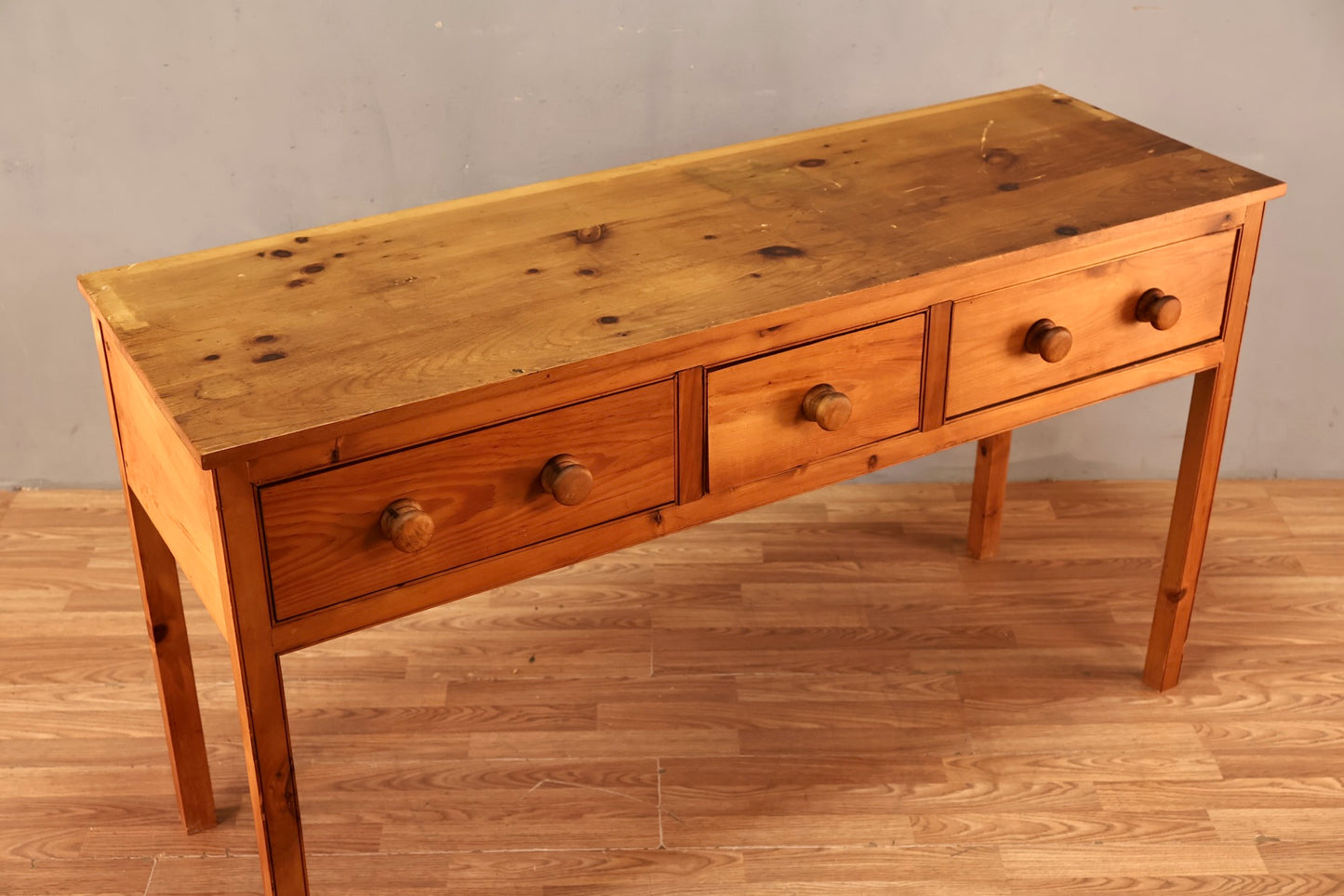 Country Pine 3-Drawer Console Table - ONLINE ONLY