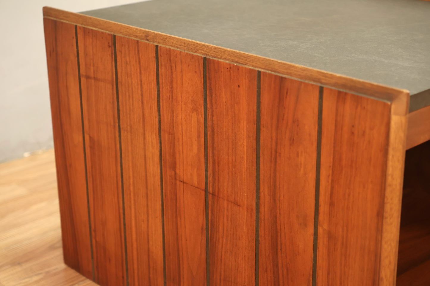Lane Walnut & Gray Laminate End Table