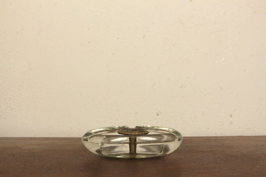 Large Glass & Brass "S" Ashtray
