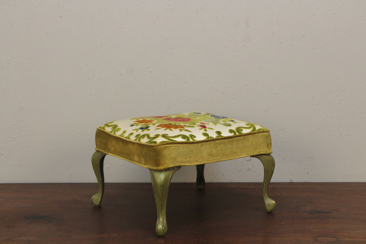Floral Needlepoint Footstool