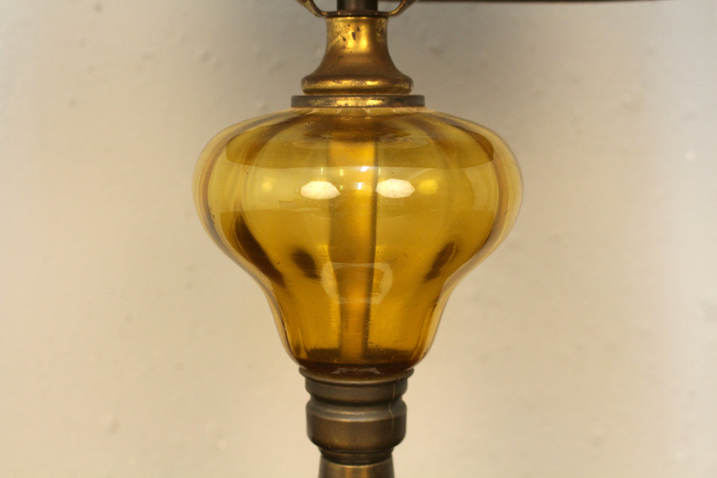 Amber Glass & Marble Table Lamp