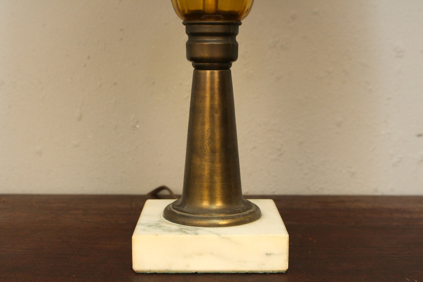 Amber Glass & Marble Table Lamp