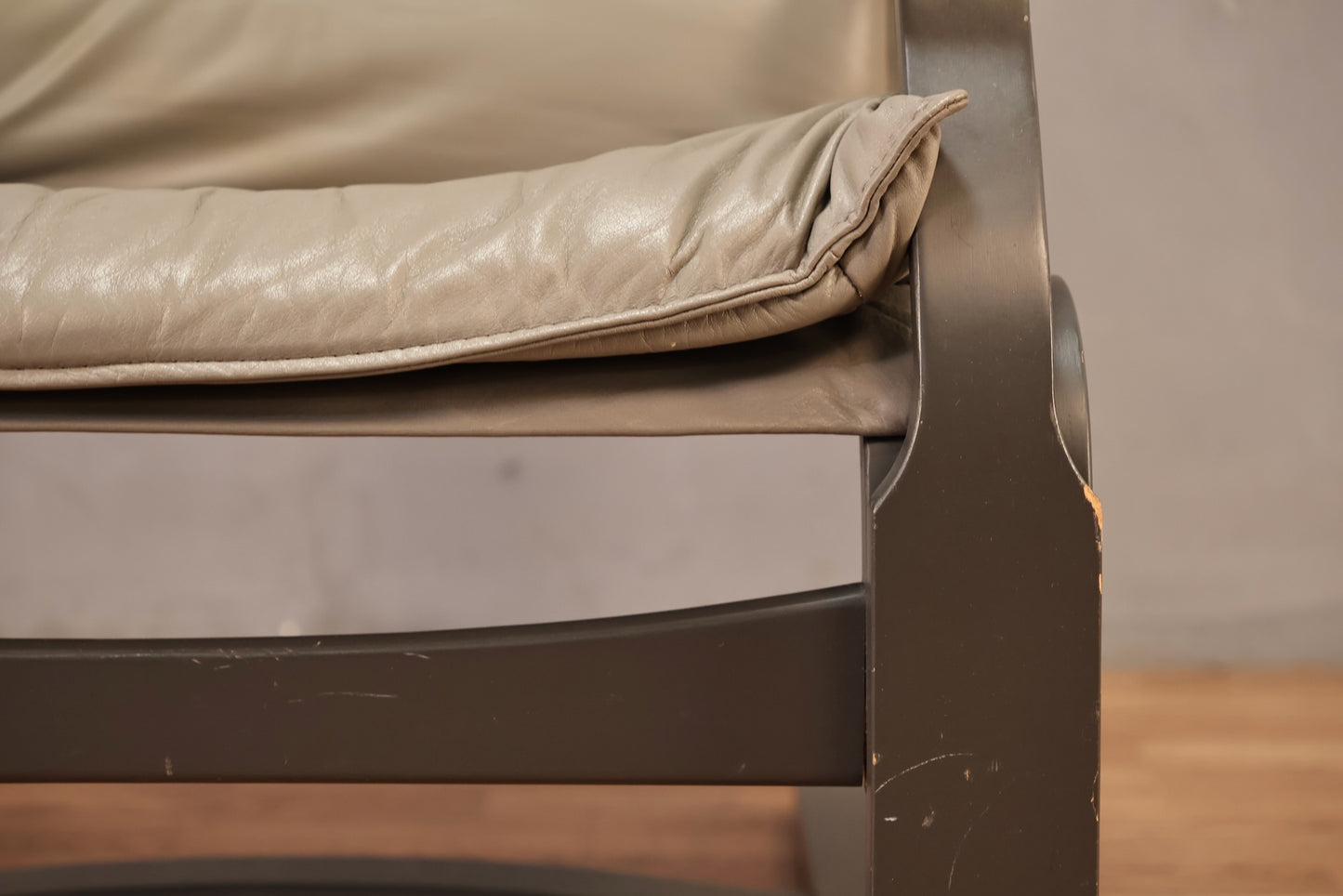 1970s Nelo Gray Leather Bentwood Lounge Chair - ONLINE ONLY