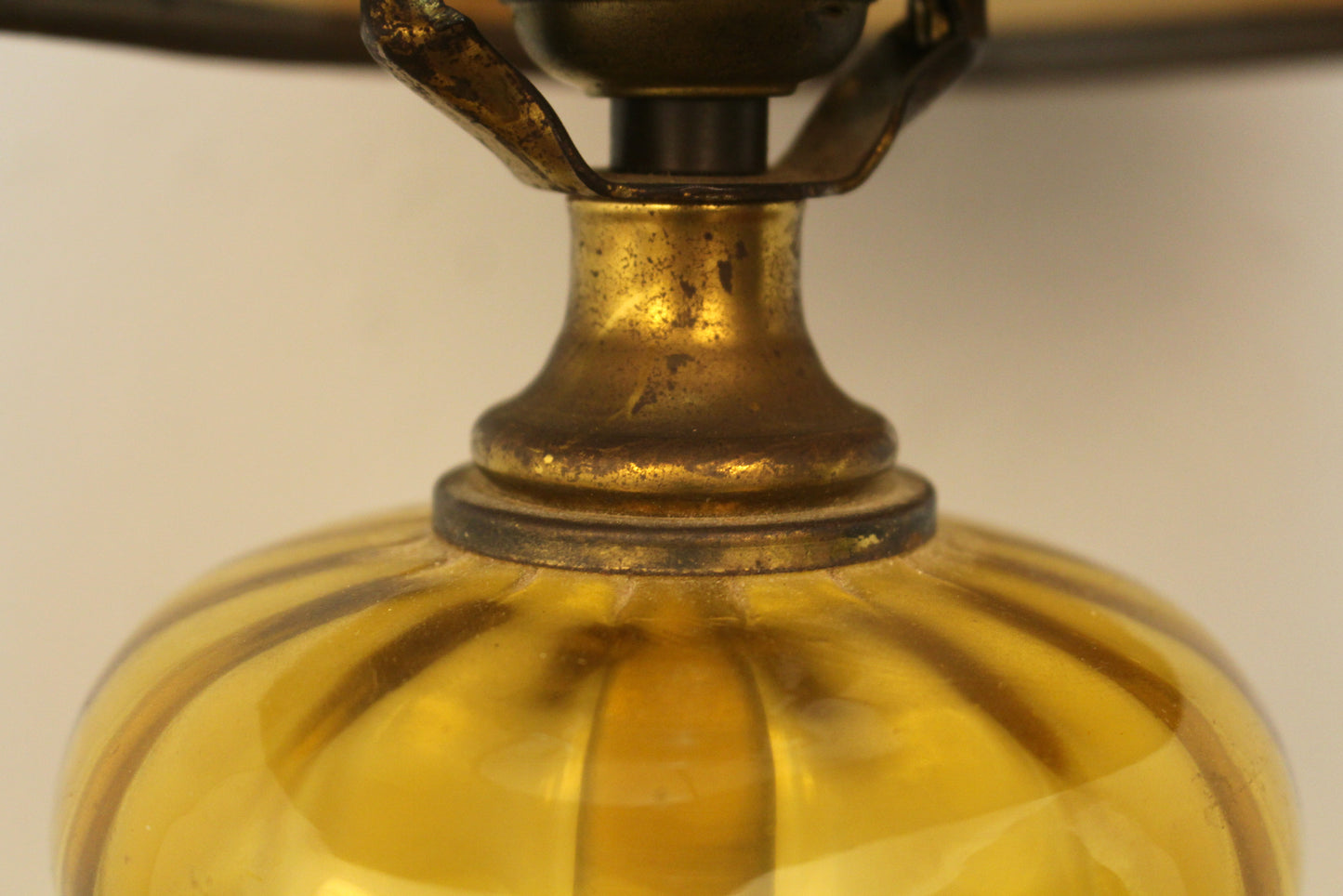 Amber Glass & Marble Table Lamp