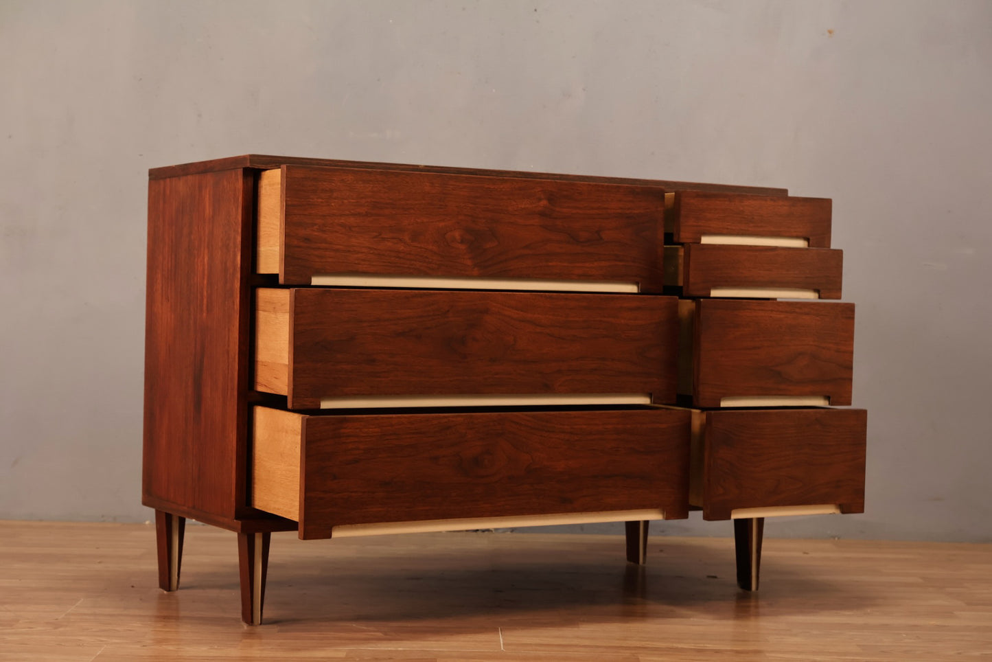 Compact Walnut & White 6-Drawer Dresser