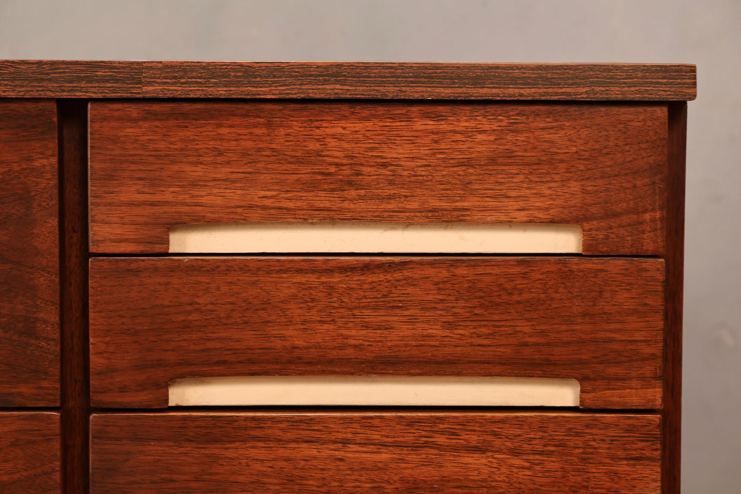 Compact Walnut & White 6-Drawer Dresser