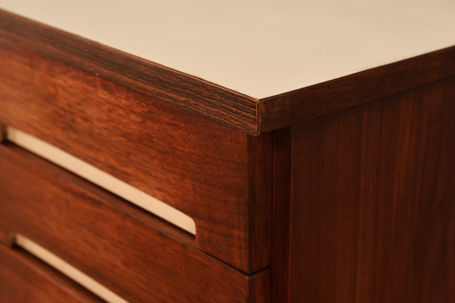 Compact Walnut & White 6-Drawer Dresser