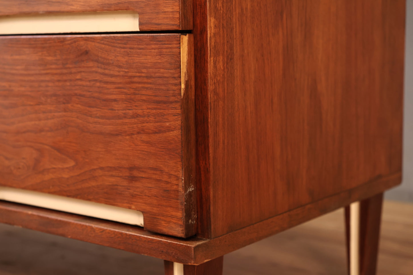Compact Walnut & White 6-Drawer Dresser