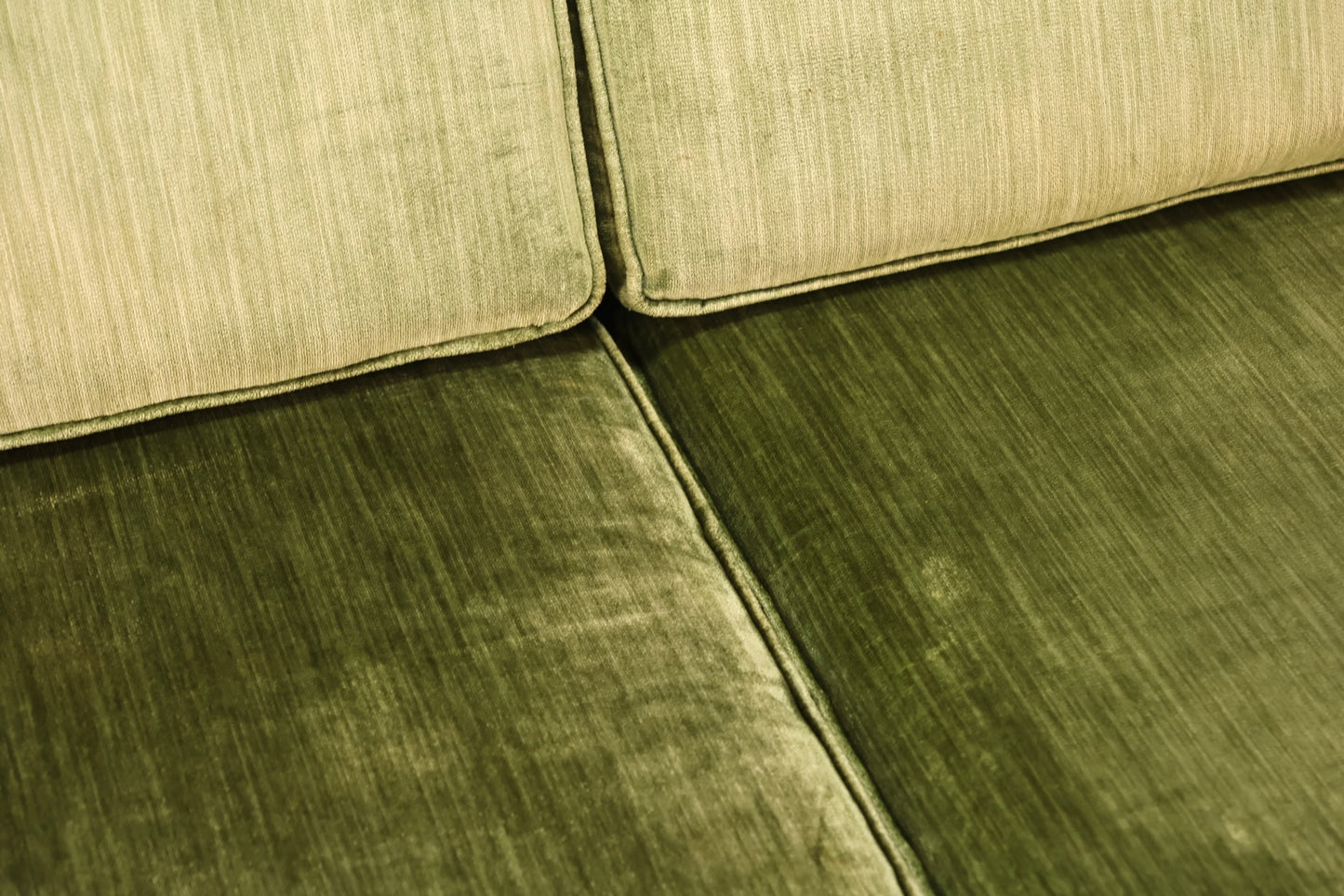 Mid Century Green Velveteen Sofa - ONLINE ONLY