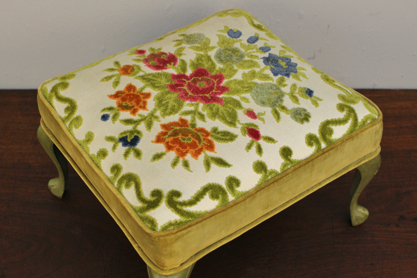 Floral Needlepoint Footstool
