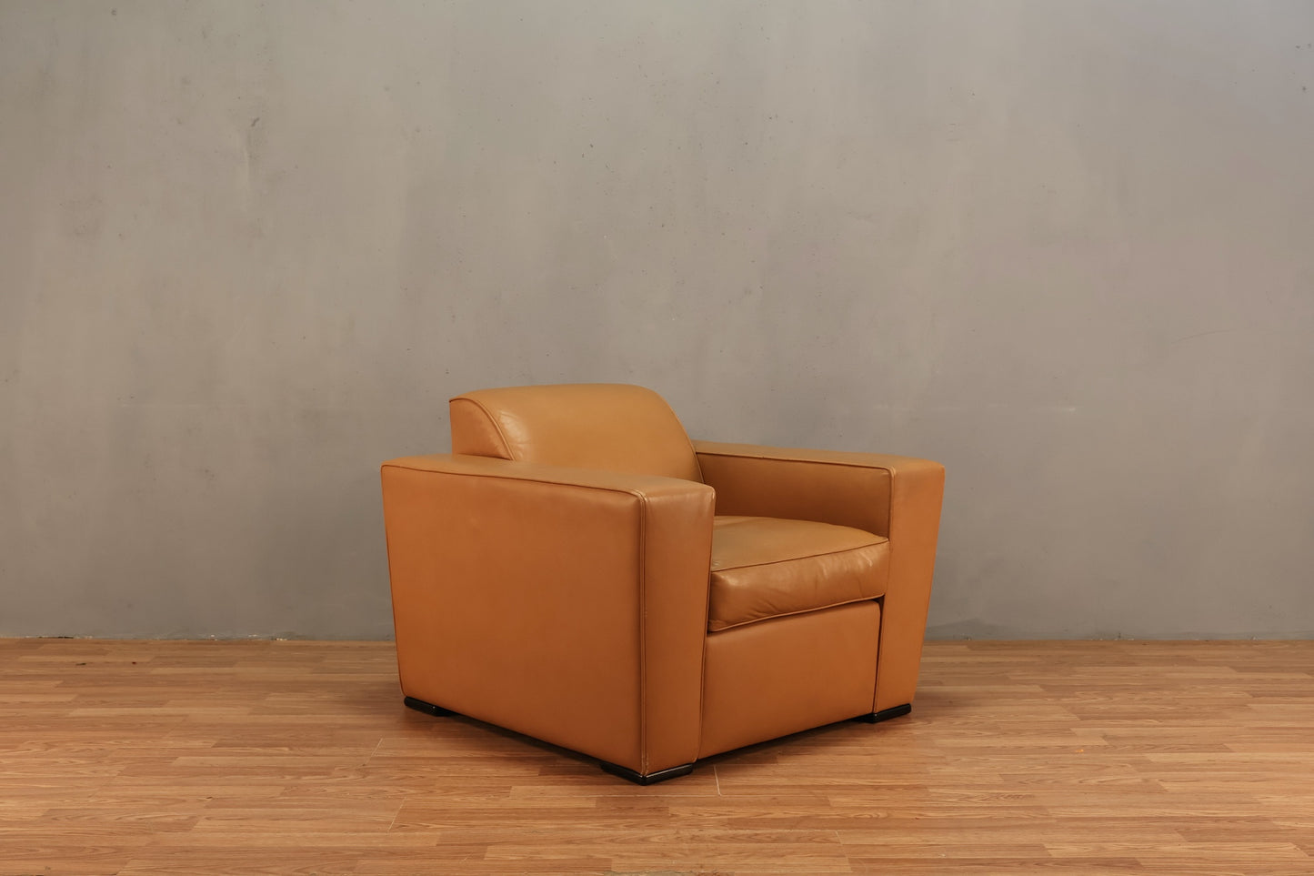 Boxy Praline Leather Lounge Chair - ONLINE ONLY