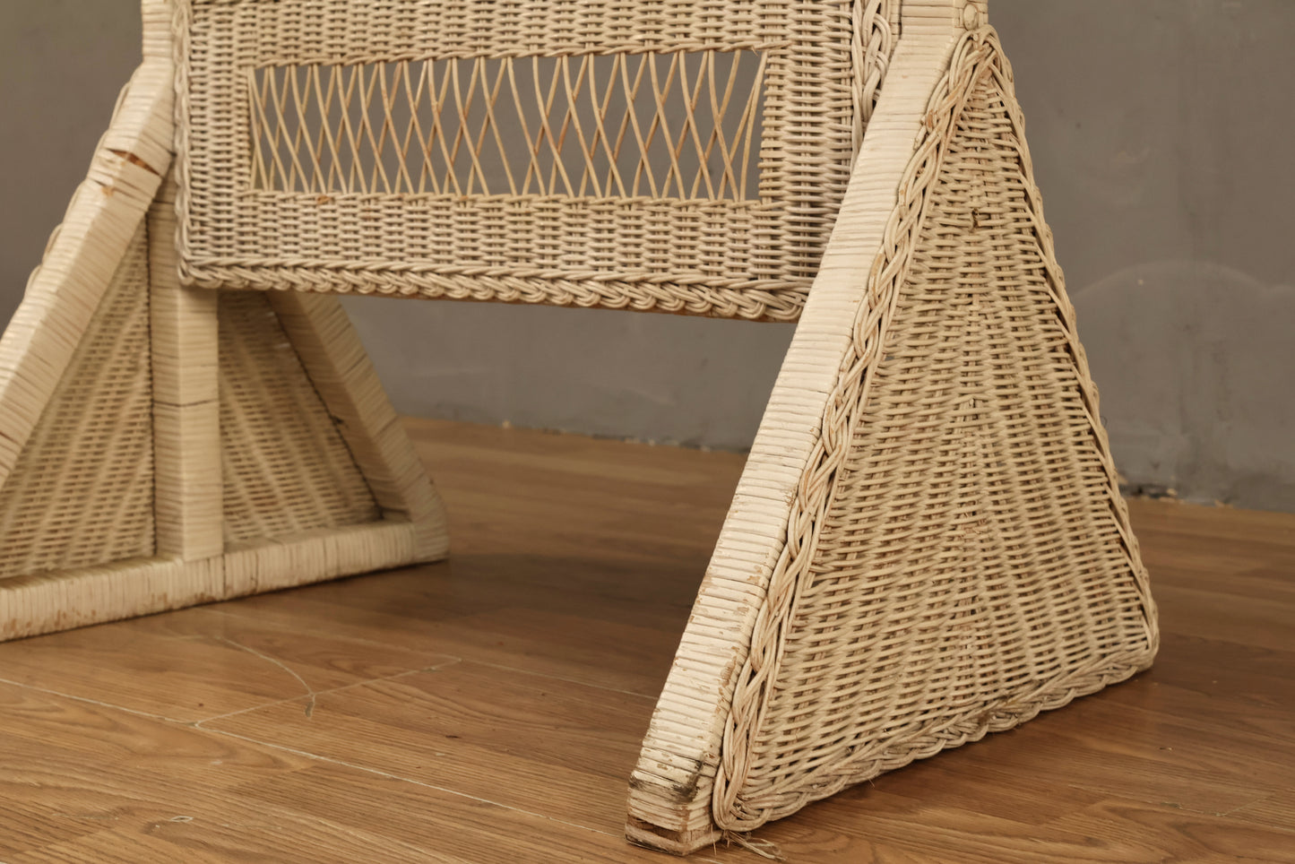 White Wicker Cheval Mirror