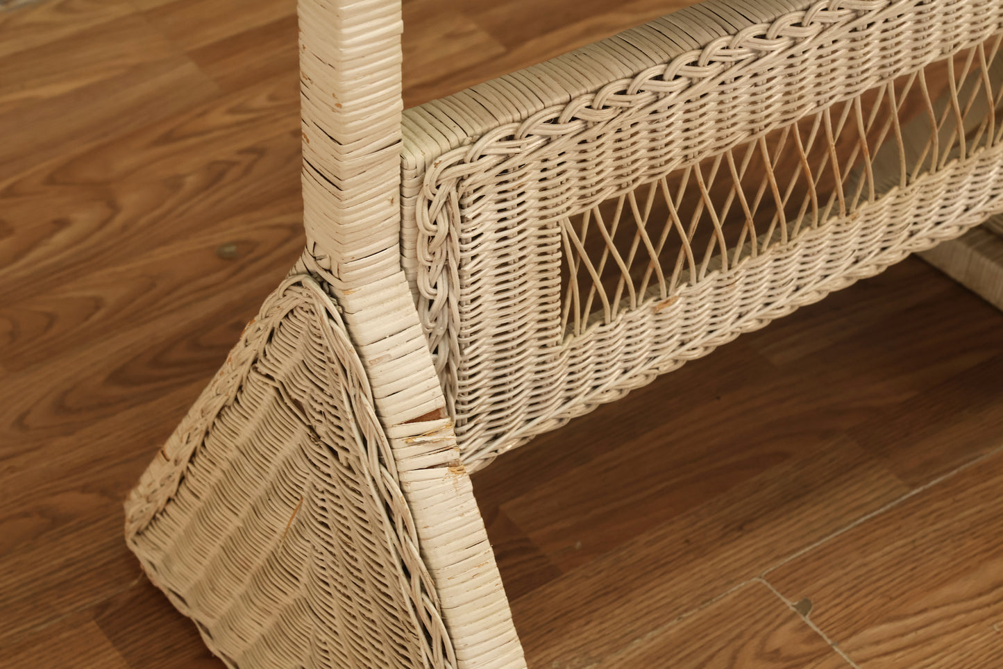 White Wicker Cheval Mirror