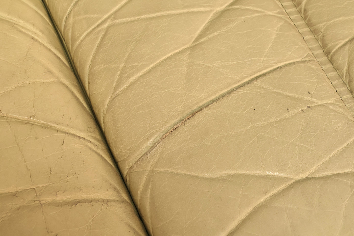 1970s Ekornes "Montana" Ecru Leather & Teak Sofa