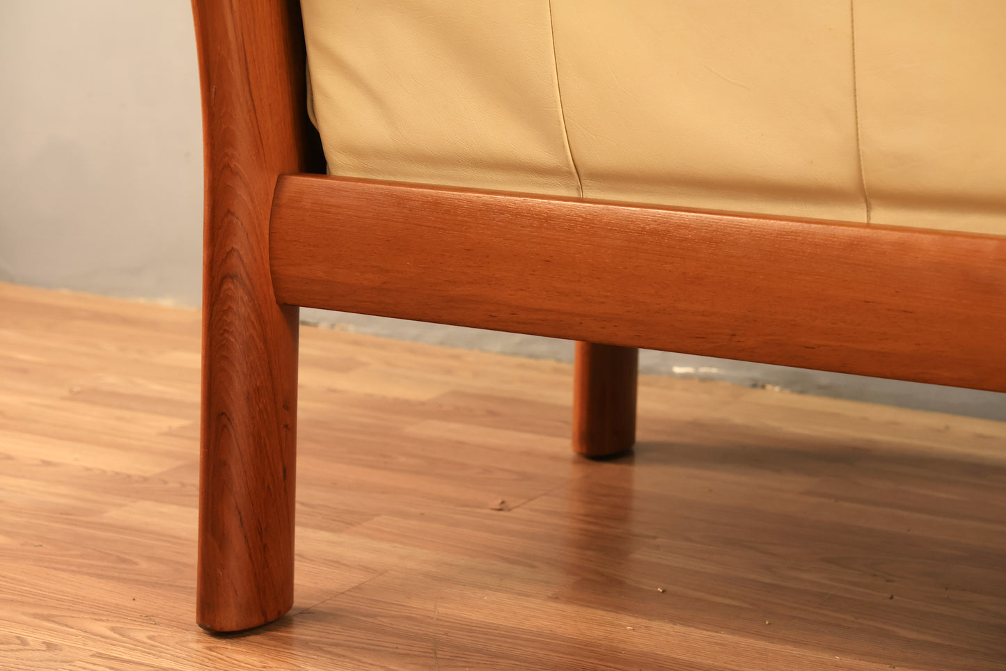 1970s Ekornes "Montana" Ecru Leather & Teak Sofa