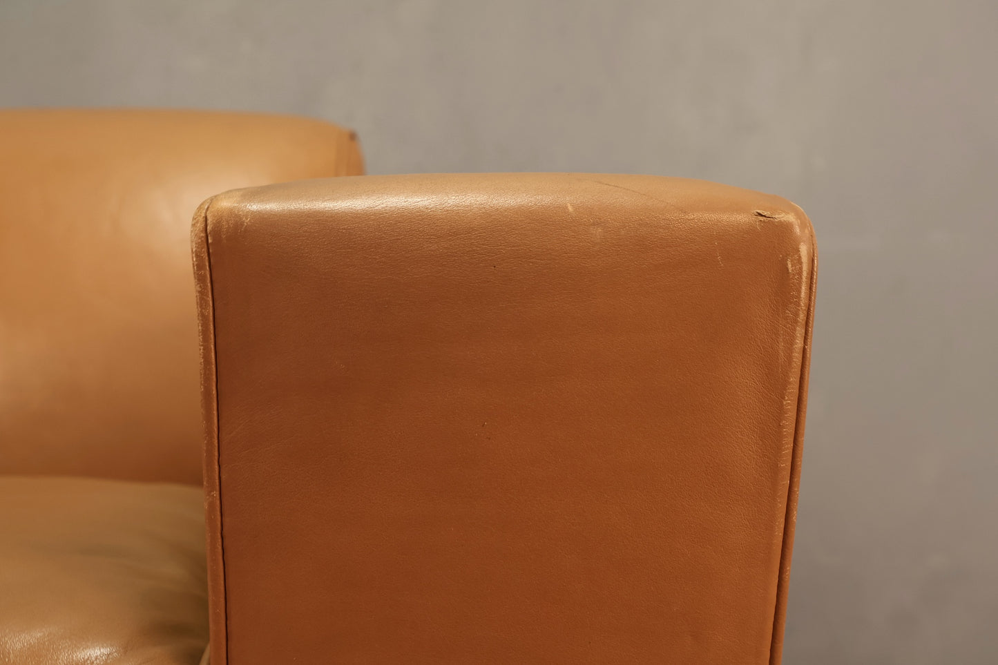 Boxy Praline Leather Lounge Chair - ONLINE ONLY