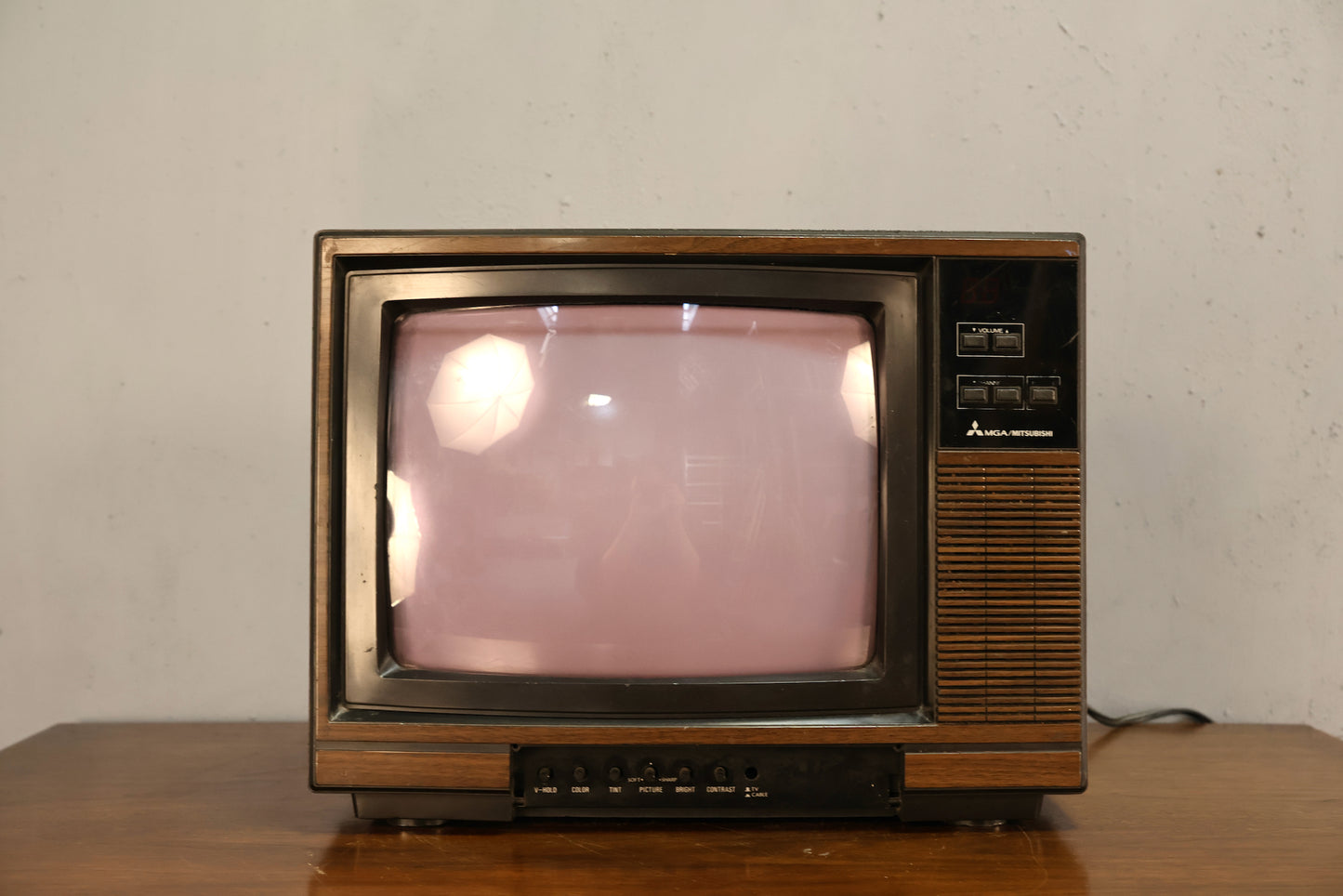 1980s Mitsubishi Woodgrain Television