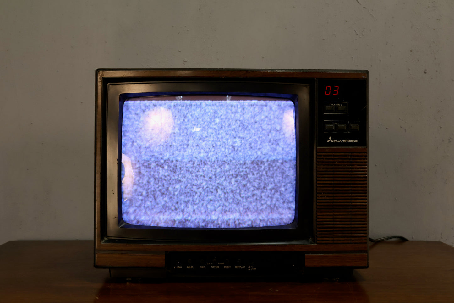 1980s Mitsubishi Woodgrain Television