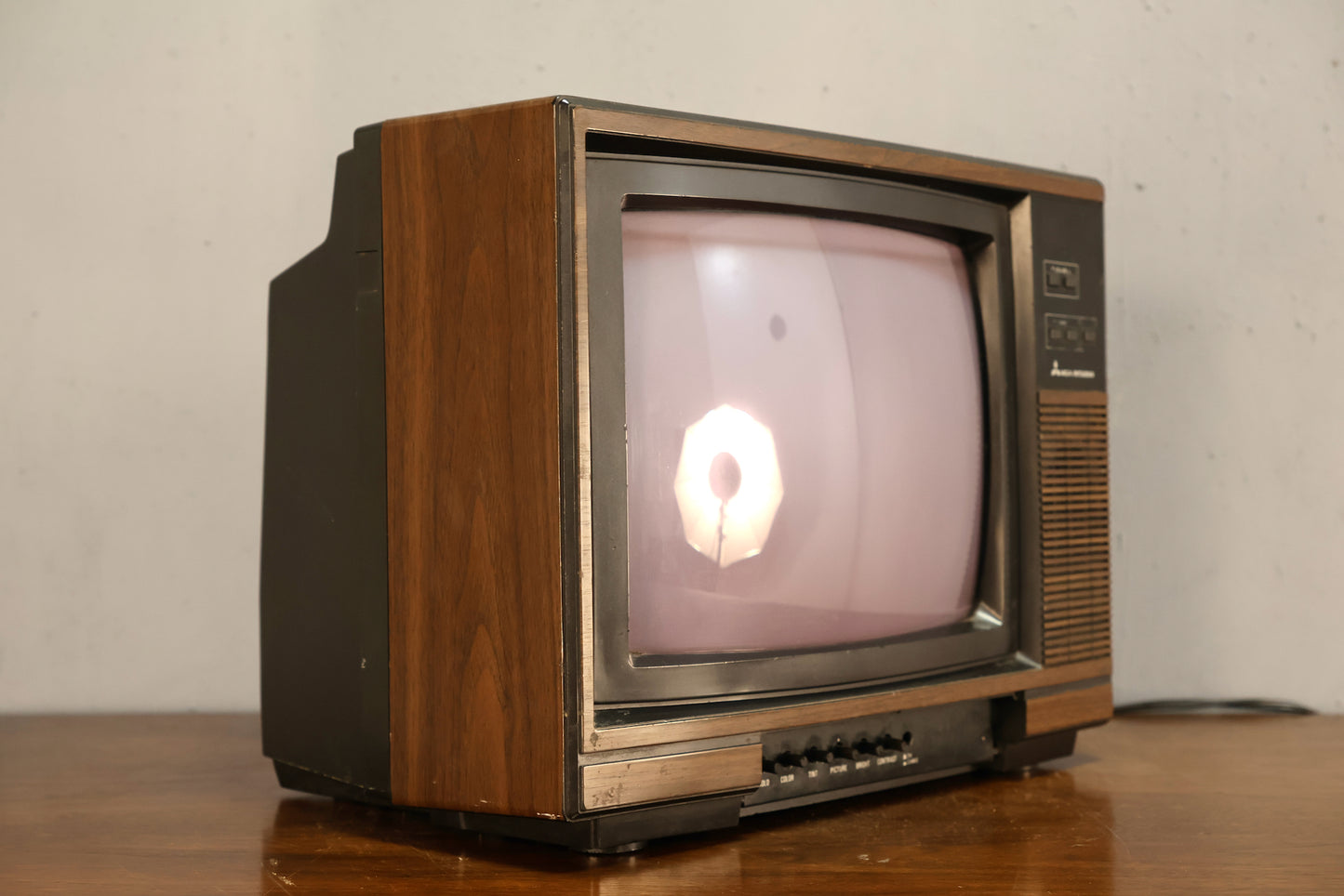1980s Mitsubishi Woodgrain Television