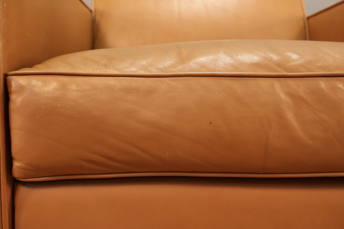 Boxy Praline Leather Lounge Chair - ONLINE ONLY