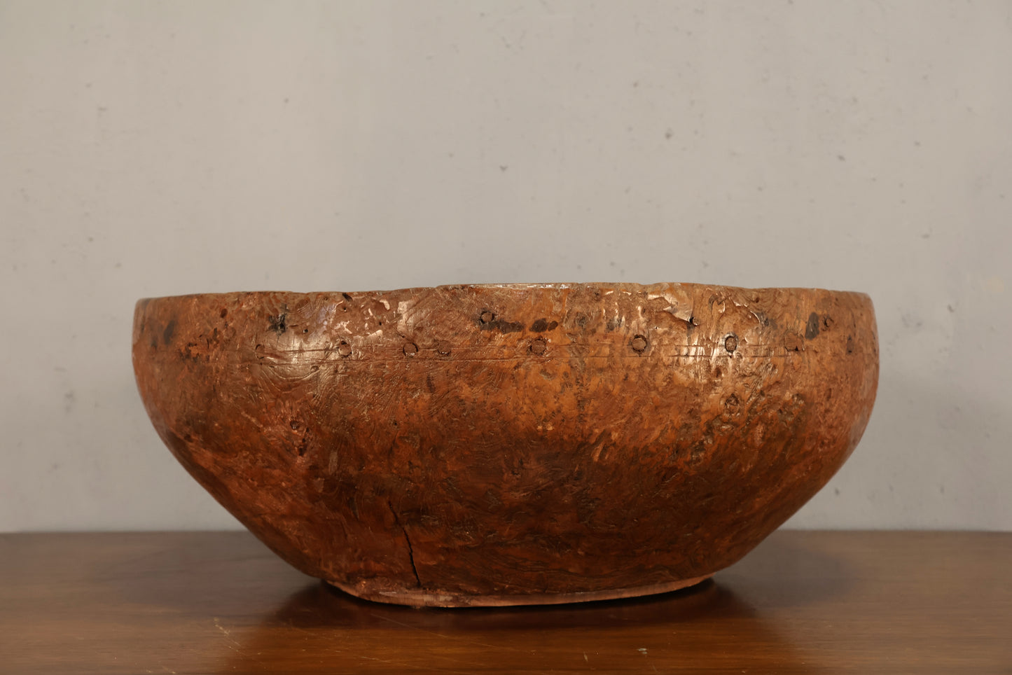 Large Antique Hand-Carved Wooden Bowl