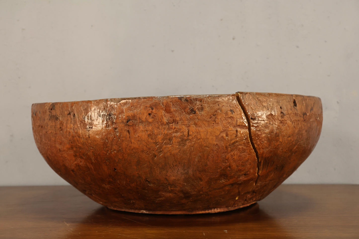 Large Antique Hand-Carved Wooden Bowl