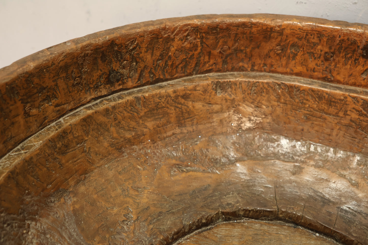 Large Antique Hand-Carved Wooden Bowl