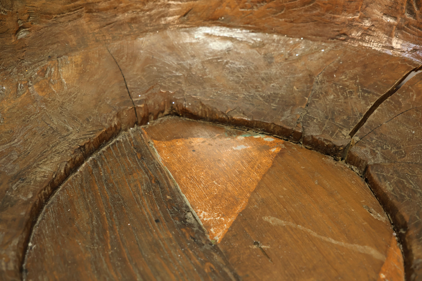 Large Antique Hand-Carved Wooden Bowl